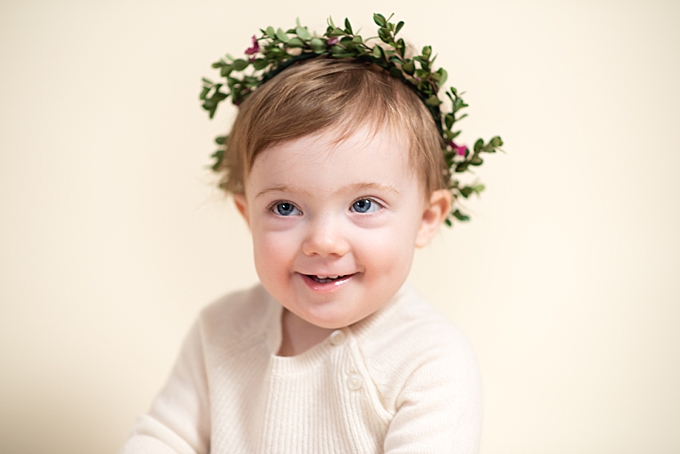 baby photography columbus ohio baby girl wearing green and purple flower crown