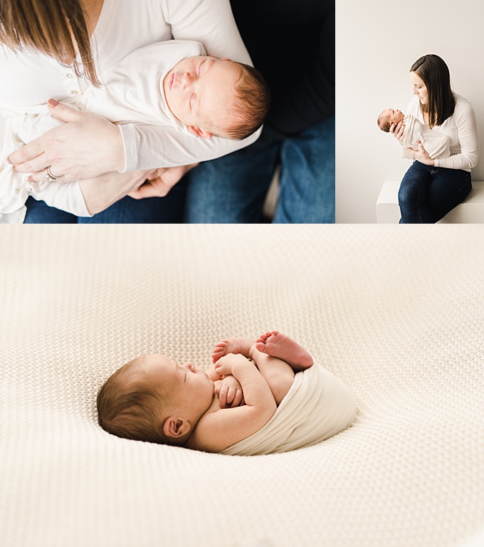 newborn photography columbus ohio mom holds baby girl as she falls asleep 