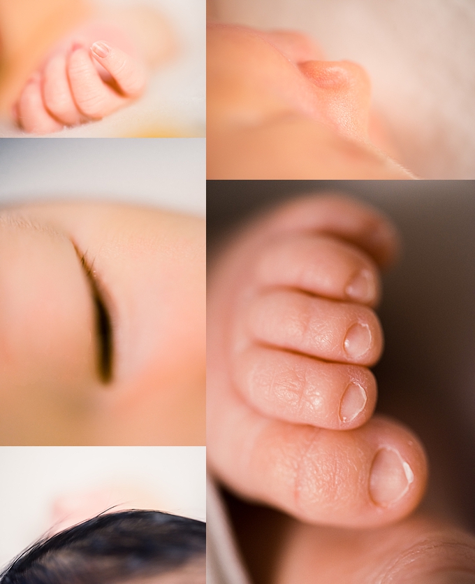 columbus newborn photographer detail images of toes, hands, nose and eyelashes