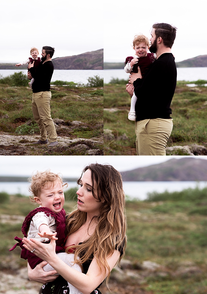 toddler throwing a tantrum in photography portrait session in Iceland