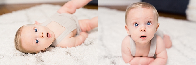 columbus ohio baby photographer baby pushes up with big blue eyes