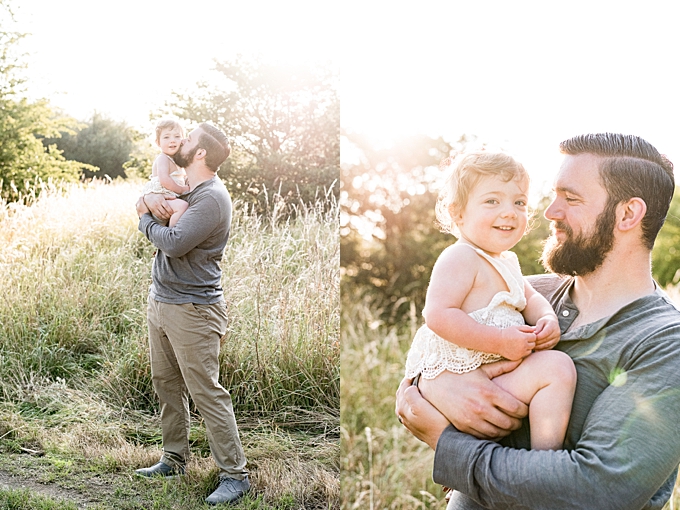 family portraits columbus ohio dad and daughter snuggle in field at sunrise
