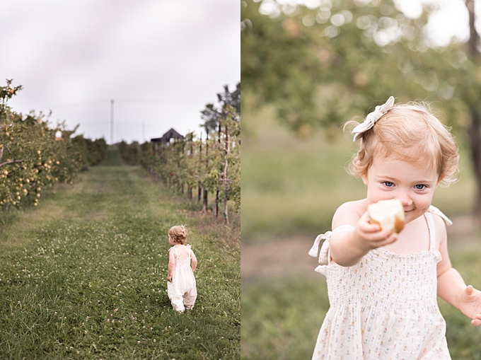 columbus baby photography toddler holds apple out to photographer