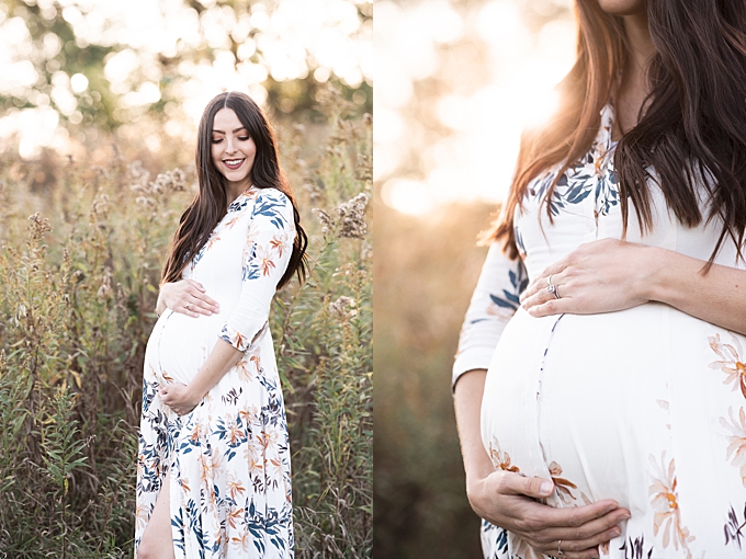 Maternity Photography Columbus OH  sun beams surround pregnant mother's belly