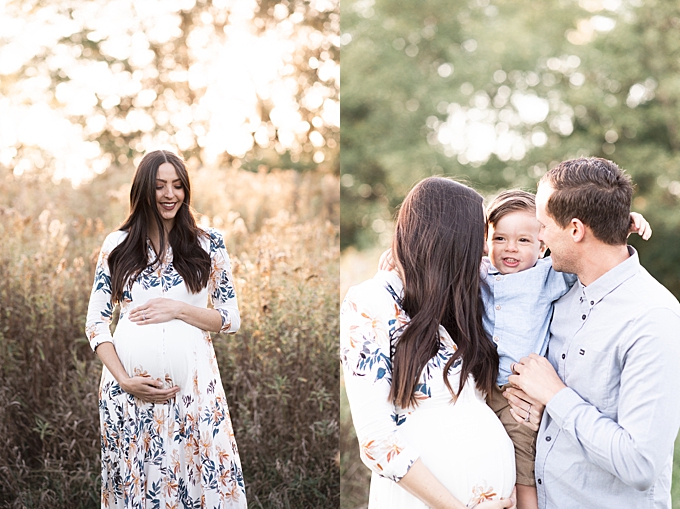 Maternity Photography with young siblings columbus ohio outside at sunset 
