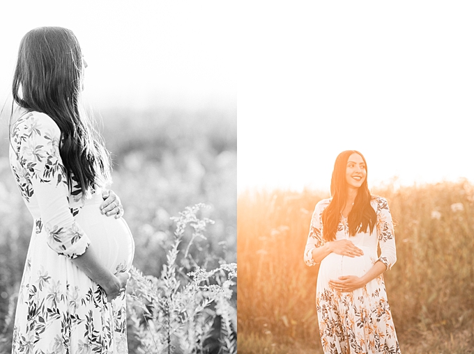 Maternity Photography Columbus OH sunset haze over expecting mother