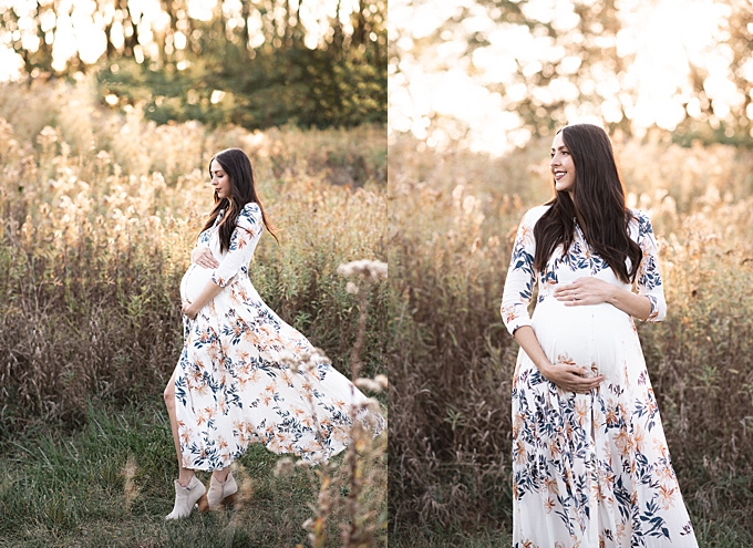 Maternity Photography Columbus OH  wind blows expecting moms dress