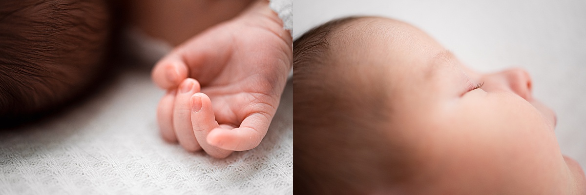 photography newborn details of fingers and eyelashes