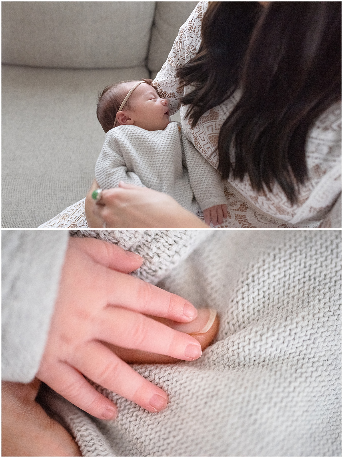 lifestyle newborn photography tiny fingers against moms fingers