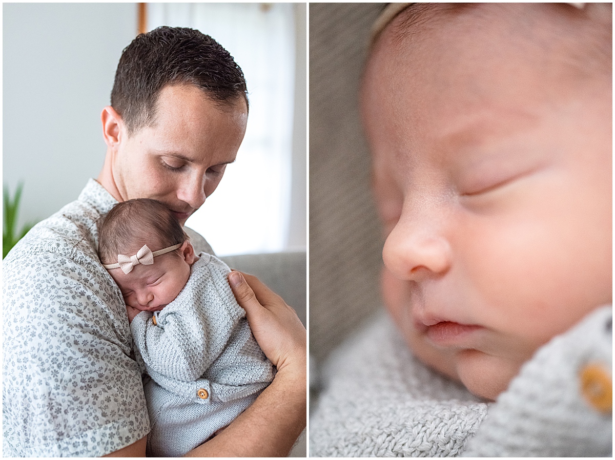 lifestyle newborn photography dad holds newborn daughter
