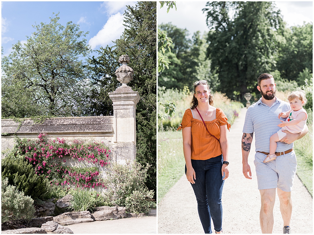 europe travel photographer family walks through botanical garden