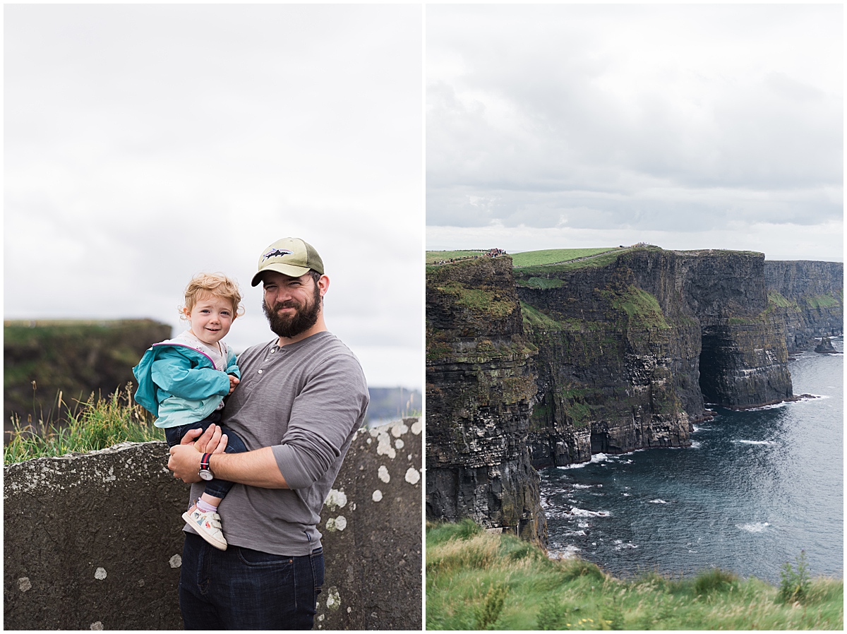 lifestyle travel photographer toddler and dad view the cliffs of moher