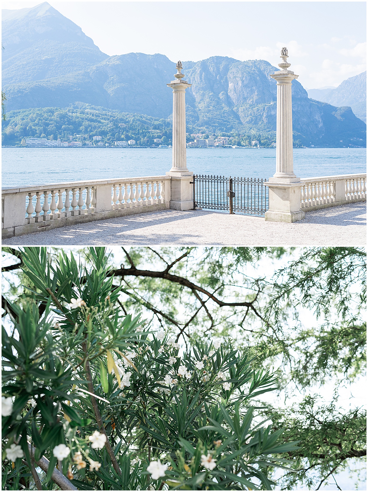 travel photographer views of the lake in Villa Melzi
