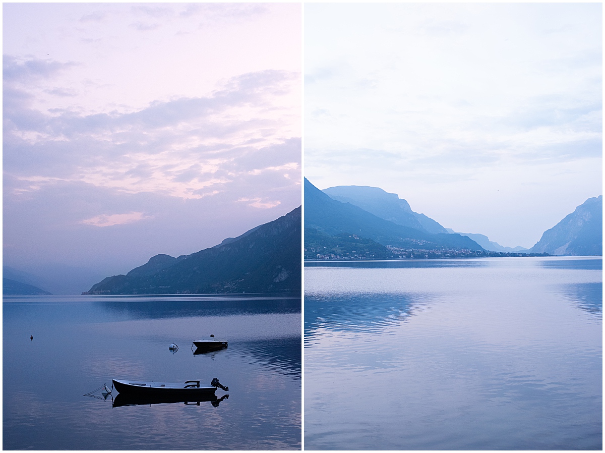 travel photographer sunrise at Lake Como