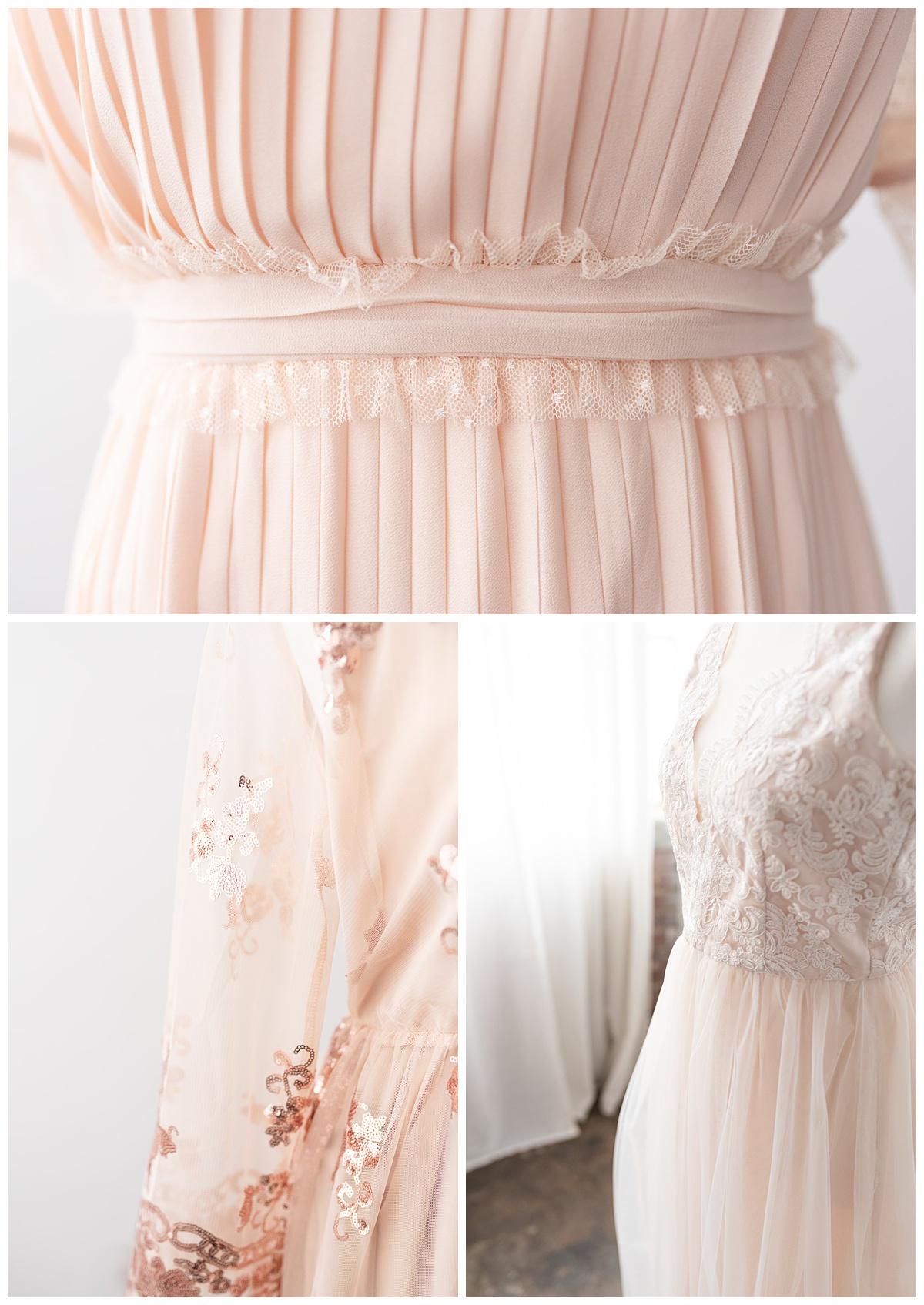 cream dress details in studio wardrobe