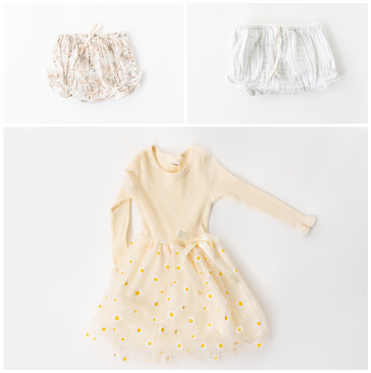 floral diaper covers and sunflower yellow kids dress