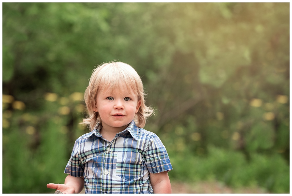 Top baby Photographer Columbus Ohio portrait of young boy in field