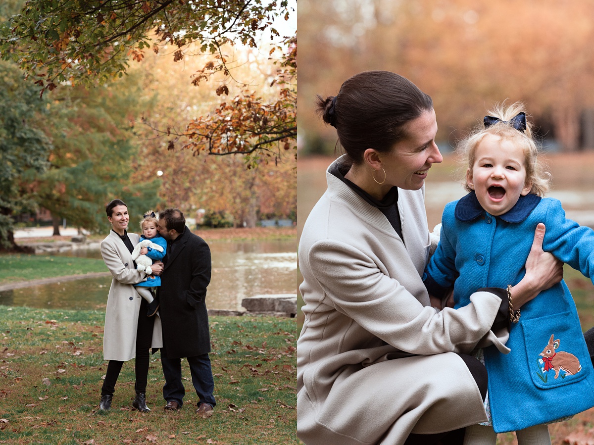 Lifestyle Family Photographer Columbus toddler girl exuberantly smiles in park with mom
